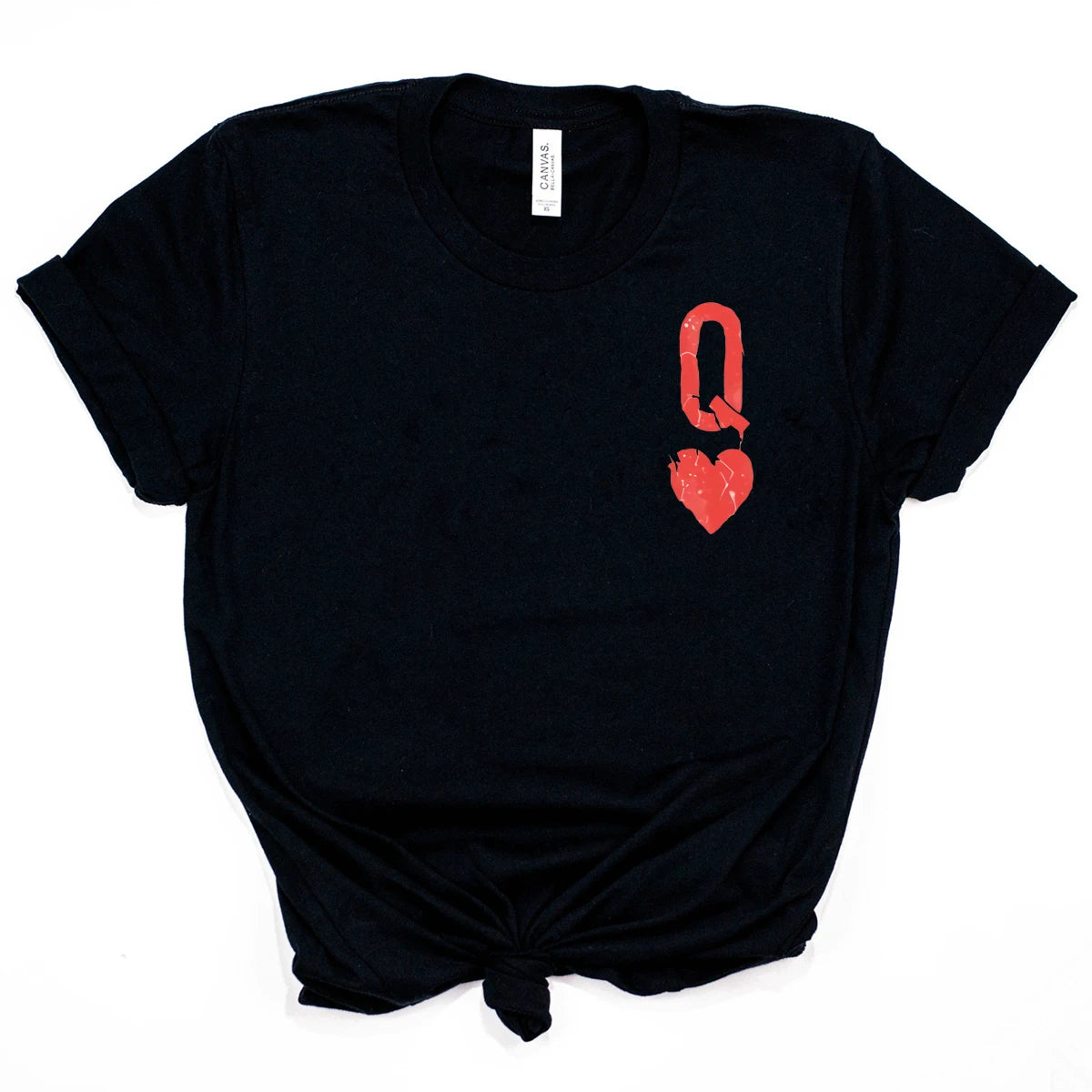 2023 Queen of Hearts T-Shirt Girls Cute Queen Tee Tumblr Poker Cards Q Graphic Tees Alice in the Wonderland Shirt