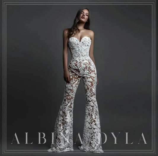 Sexy Lace Women Jumpsuit New Arrival Prom Dress Sweetheart Appliqued Evening Dress Illusion Vestido De Fiesta Size Customized