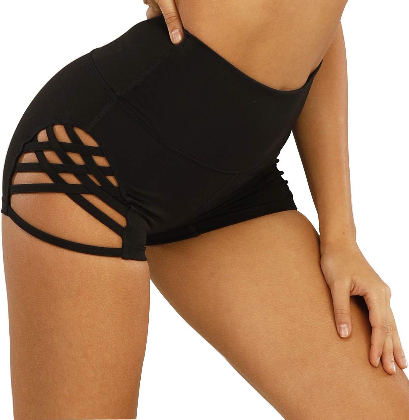 Women'S Workout Athletic High Waisted Butt Lifting Bandage Sports Gym Yoga Booty Shorts