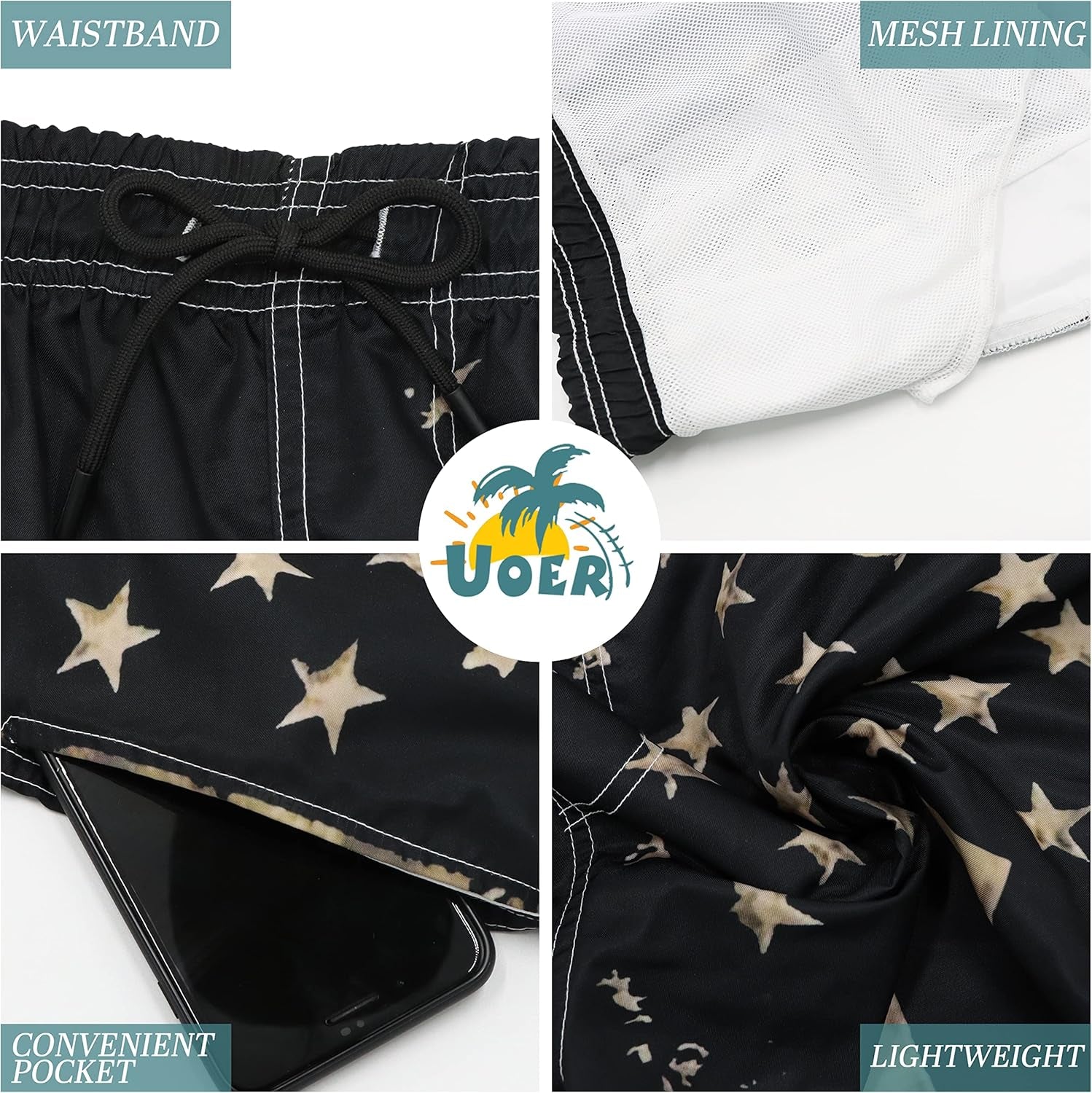Mens Swim Trunks American Flag Bathing Suit Swimming Shorts Quick Dry Board Shorts Swimsuits with Pockets Mesh Lining