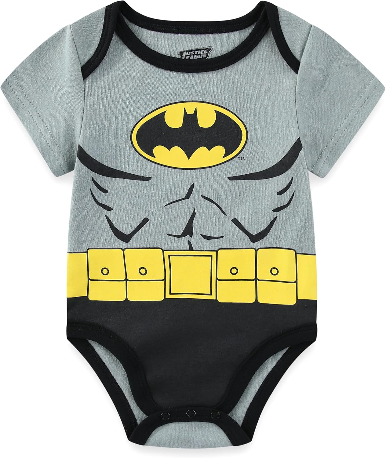 Justice League Batman, Superman, Flash, Aquaman and Green Lantern Baby Boys 5 Pack Creepers for Infants