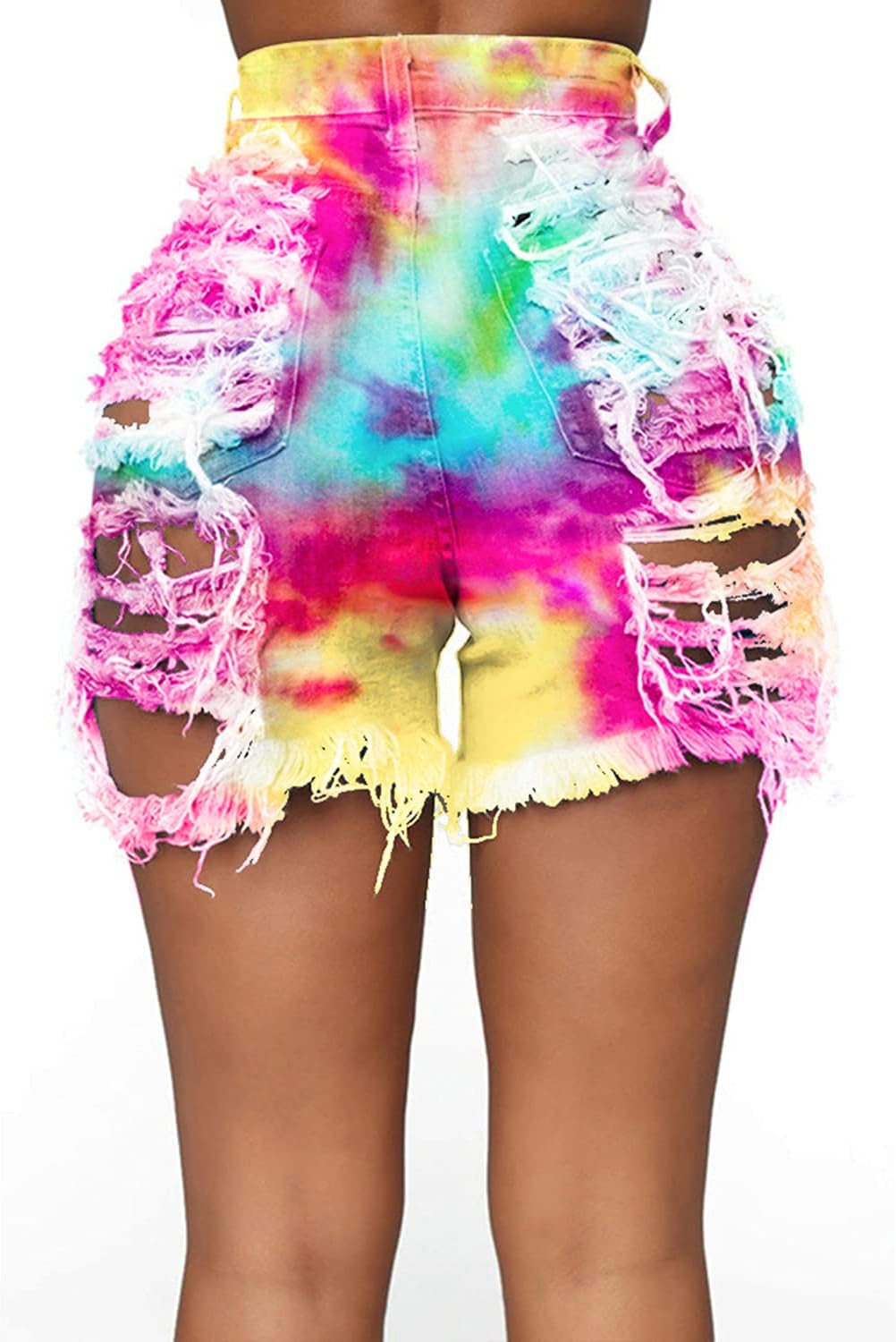 Women'S Sexy Denim Ripped Shorts Summer Cutoff Curvy Tie Dye Jeans