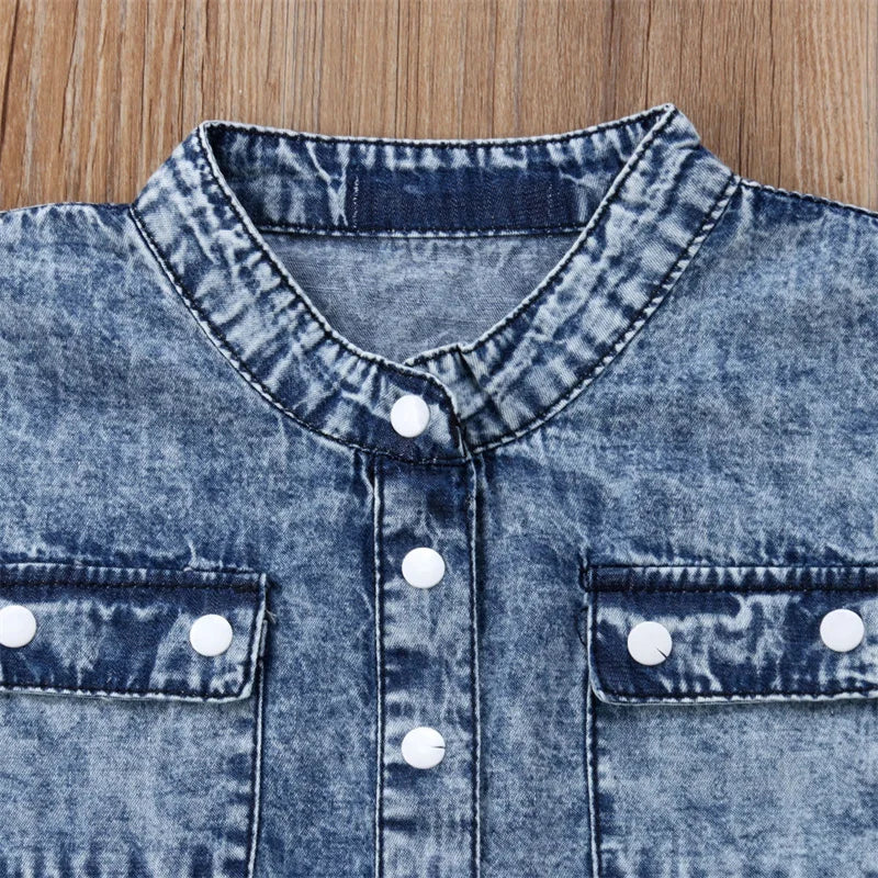 1-6Years Kids Denim Suspender Pants Overalls Baby Girls Clothes 2024 Summer Sleeveless Pockets Jumpsuits Children Outfits