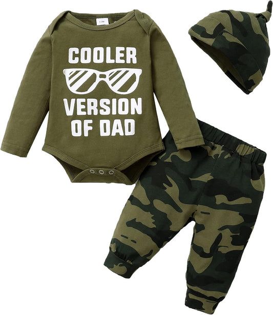 Baby Boy Clothes Newborn Boy Outfits, Infant Letter Print Romper+Long Pants+Hat 3PC Clothing Set