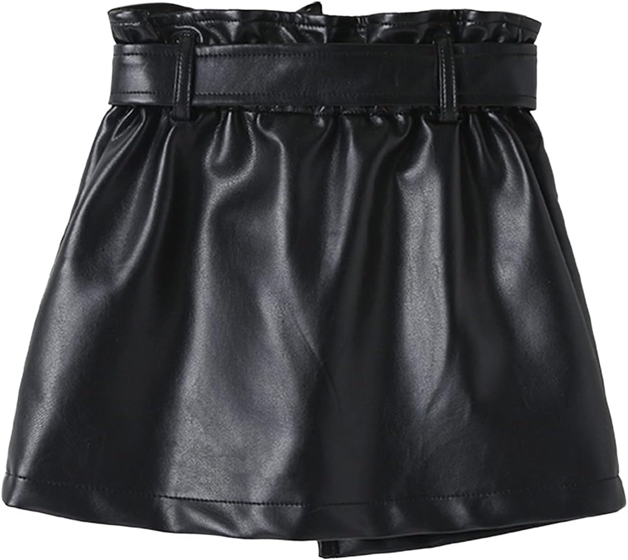 Toddler Girls Irregular Skirts PU Leather A-Line Short Mini Skirts with Belt Autumn Winter Outfits Clothes