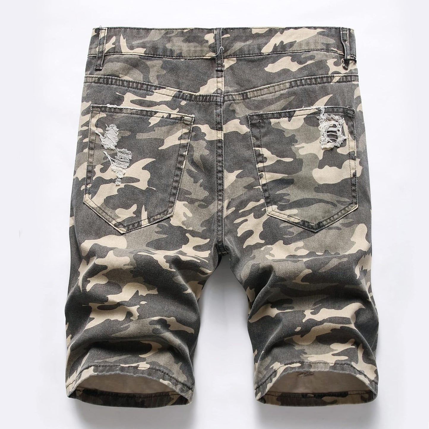 Men'S Summer Ripped Distressed Slim Fit Knee Length Camouflage Casual Denim Jeans Shorts with Pockets,X0034,42