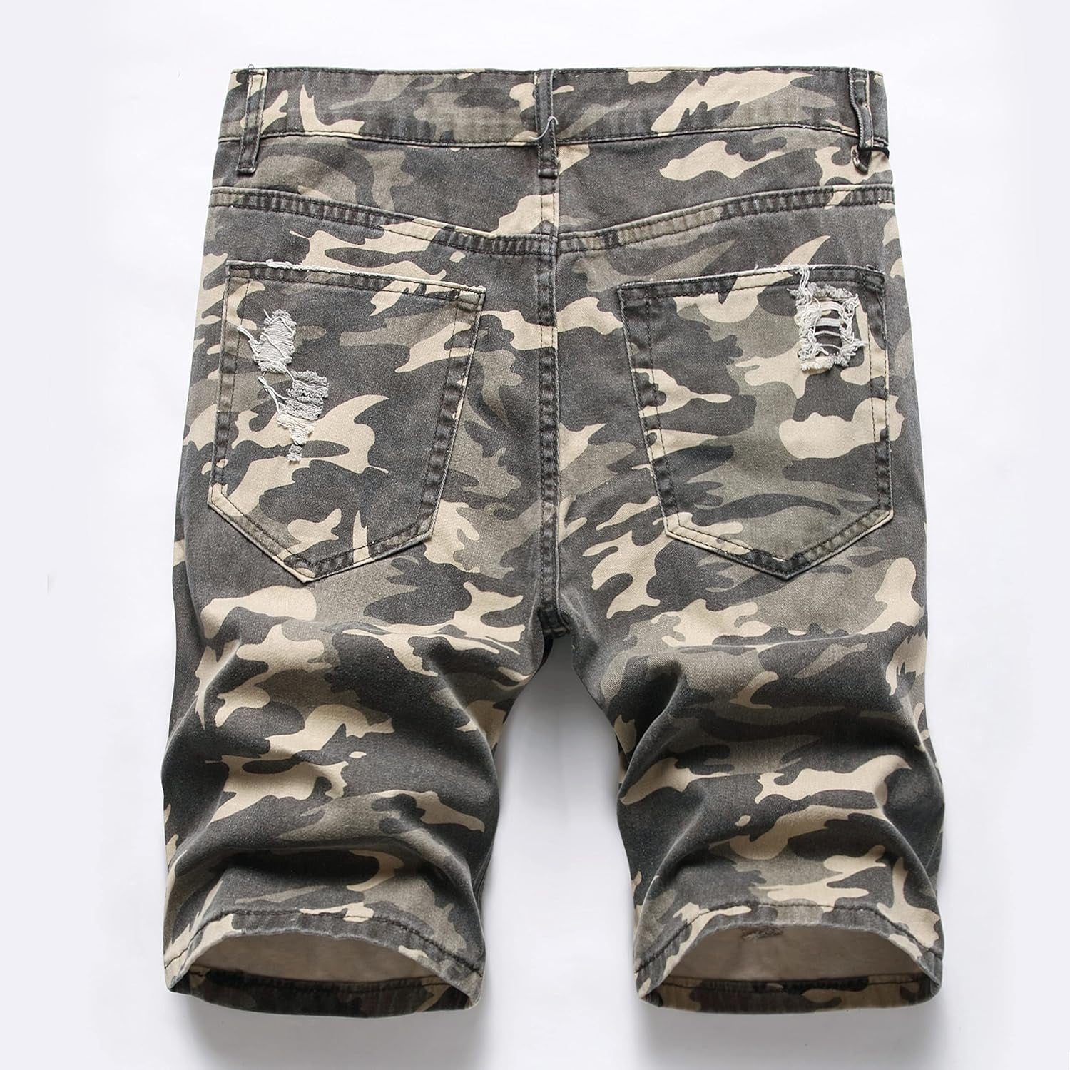 Men'S Summer Ripped Distressed Slim Fit Knee Length Camouflage Casual Denim Jeans Shorts with Pockets,X0034,42