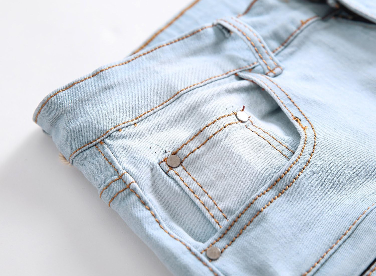 Men'S Wrinkle Stylish Slim Fit Stretch Biker Moto Summer Knee Length Fashion Jeans Shorts,1782,36