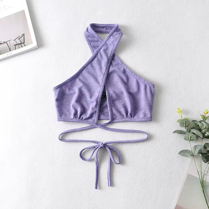 Women Y2K Corset Camisole Cropped Bustier Top Fashion Solid Vest Summer Sexy Halter Lace-Up Streetwear Slim Fit Basic Tees