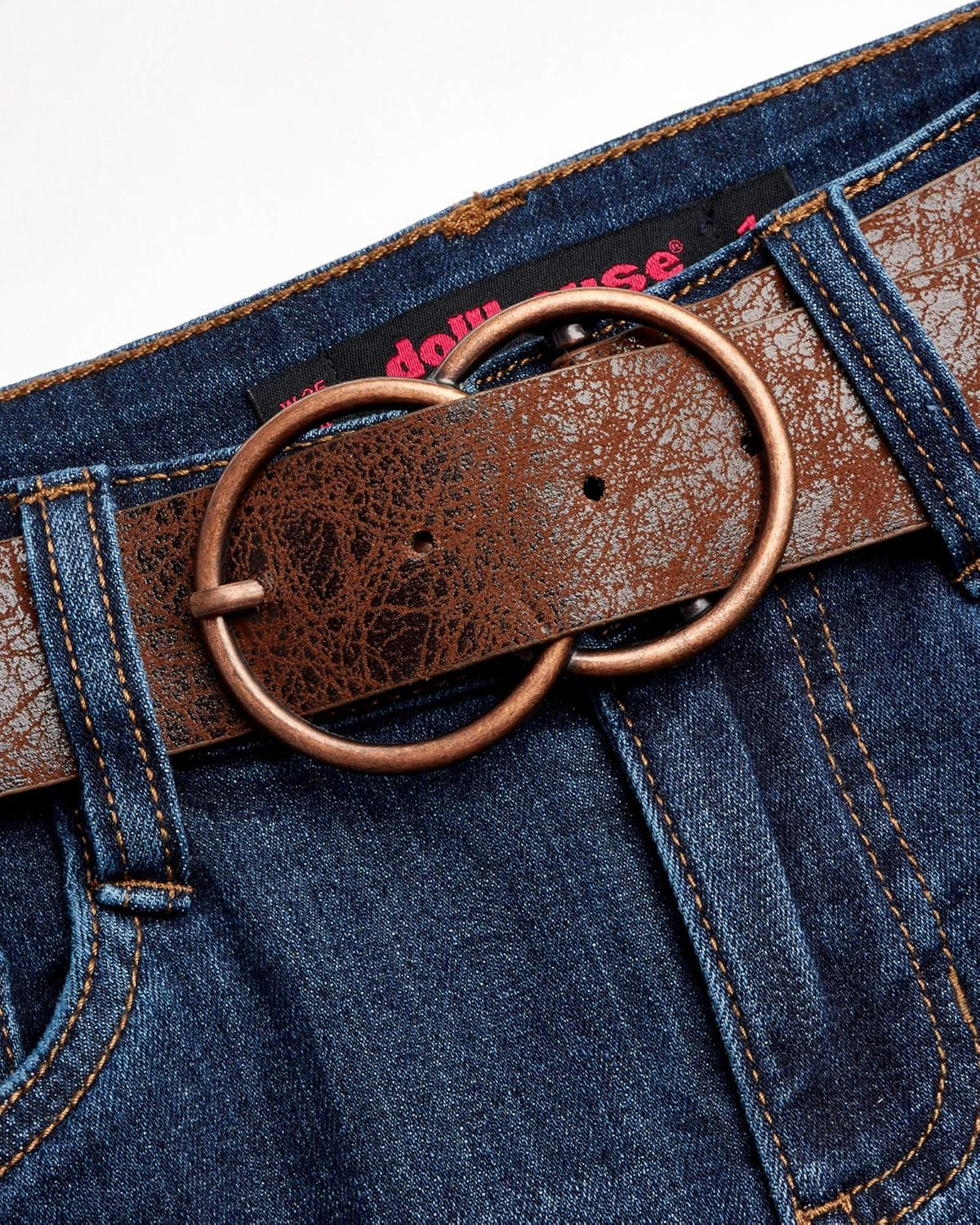 Women’S Shorts – High Waisted Stretch 5 Pocket Roll Cuff Denim Jean Shorts with Belt