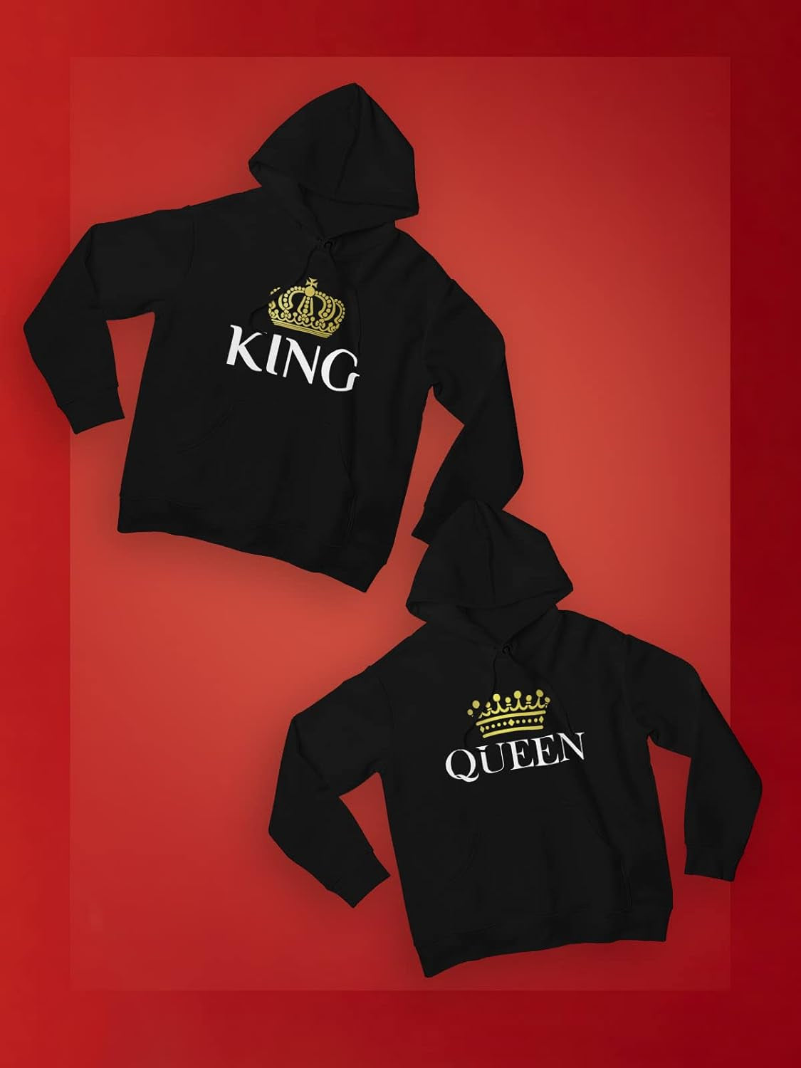 King & Queen Matching Couple Hoodie Set Valentine'S Day Gift His & Hers Women Hoodie Women Small/Men Large,Black