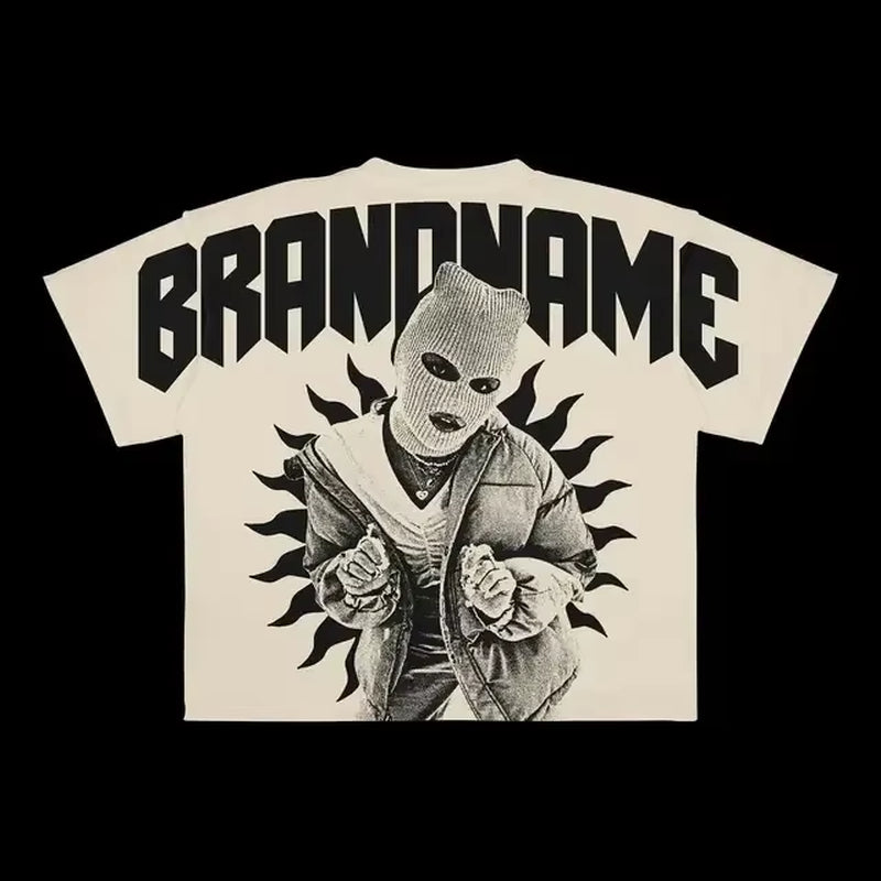 Y2K Harajuku New T Shirt Men Hip Hop Gothic Graphic Print Oversized Cotton Tshirt Punk Short Sleeved Streetwear Casual Tops Tees