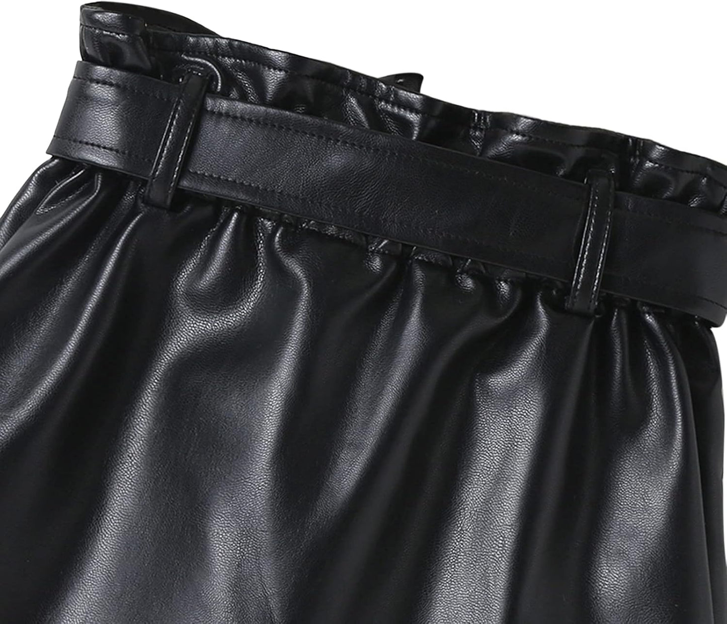 Toddler Girls Irregular Skirts PU Leather A-Line Short Mini Skirts with Belt Autumn Winter Outfits Clothes