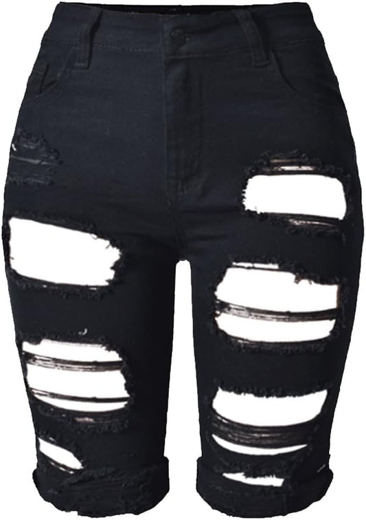 Women'S Summer Ripped Hole High Waist Casual Short Jeans