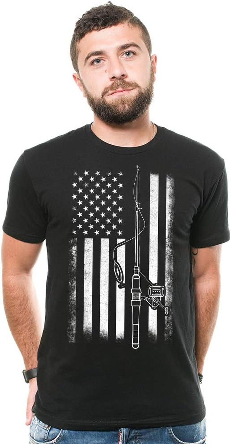 American Flag Fishing T-Shirt, Funny Mens Fishing Shirts, Mens Graphic T-Shirts