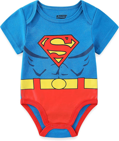 Justice League Batman, Superman, Flash, Aquaman and Green Lantern Baby Boys 5 Pack Creepers for Infants