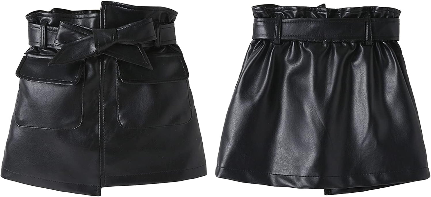 Toddler Girls Irregular Skirts PU Leather A-Line Short Mini Skirts with Belt Autumn Winter Outfits Clothes