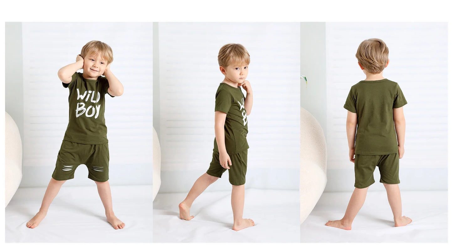 Baby Boy Kid Summer Outfits Set Short Sleeve T-Shirt Shorts Clothes Set for 2-3T