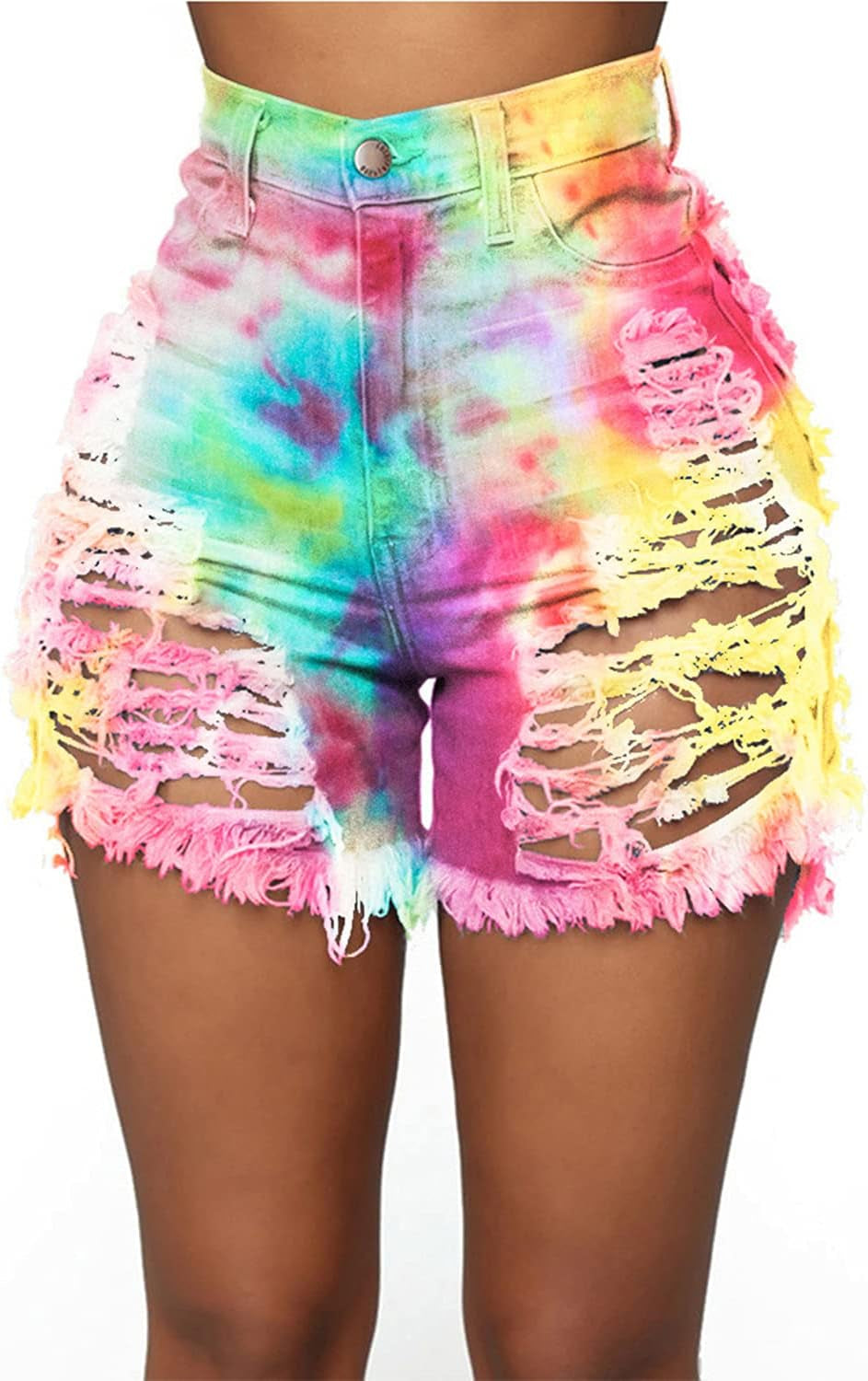 Women'S Sexy Denim Ripped Shorts Summer Cutoff Curvy Tie Dye Jeans
