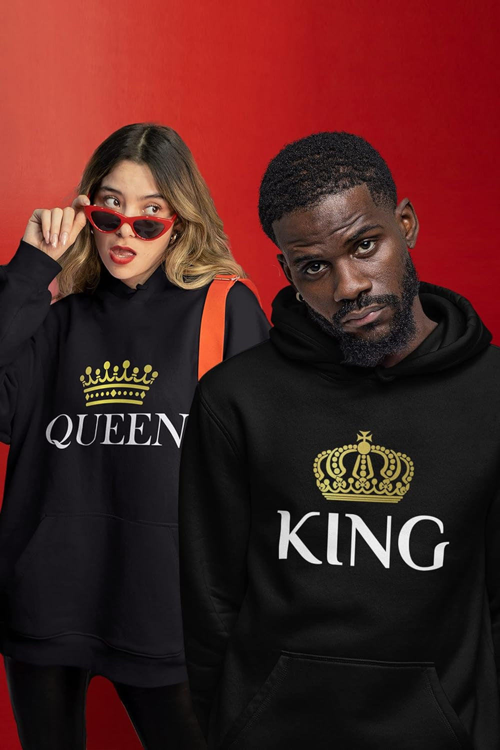 King & Queen Matching Couple Hoodie Set Valentine'S Day Gift His & Hers Women Hoodie Women Small/Men Large,Black