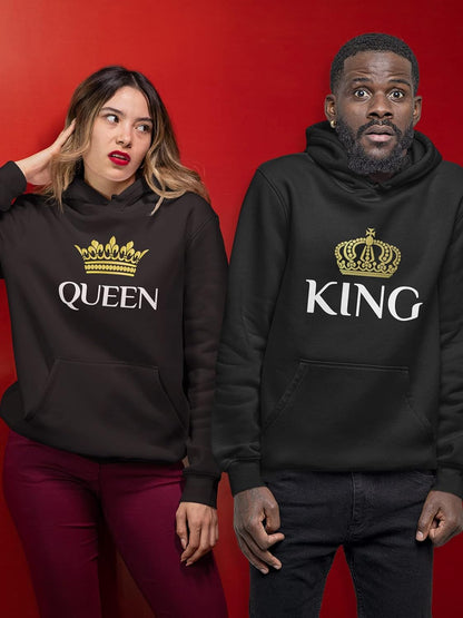 King & Queen Matching Couple Hoodie Set Valentine'S Day Gift His & Hers Women Hoodie Women Small/Men Large,Black
