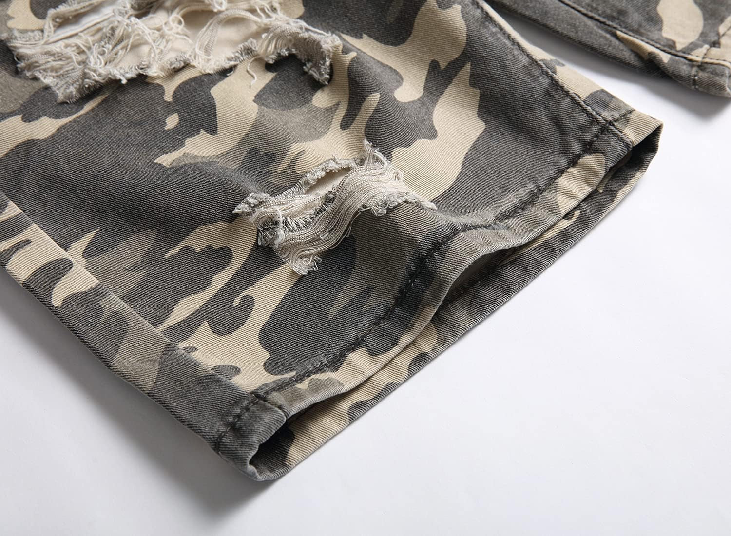 Men'S Summer Ripped Distressed Slim Fit Knee Length Camouflage Casual Denim Jeans Shorts with Pockets,X0034,42