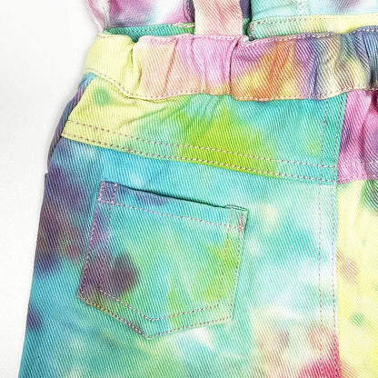 3-11T Little&Big Kids Girls Jumpsuit&Rompers Bib Overalls Colorful Tie-Dye Shortalls Suspender Shorts Jeans Pants…