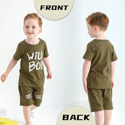 Baby Boy Kid Summer Outfits Set Short Sleeve T-Shirt Shorts Clothes Set for 2-3T