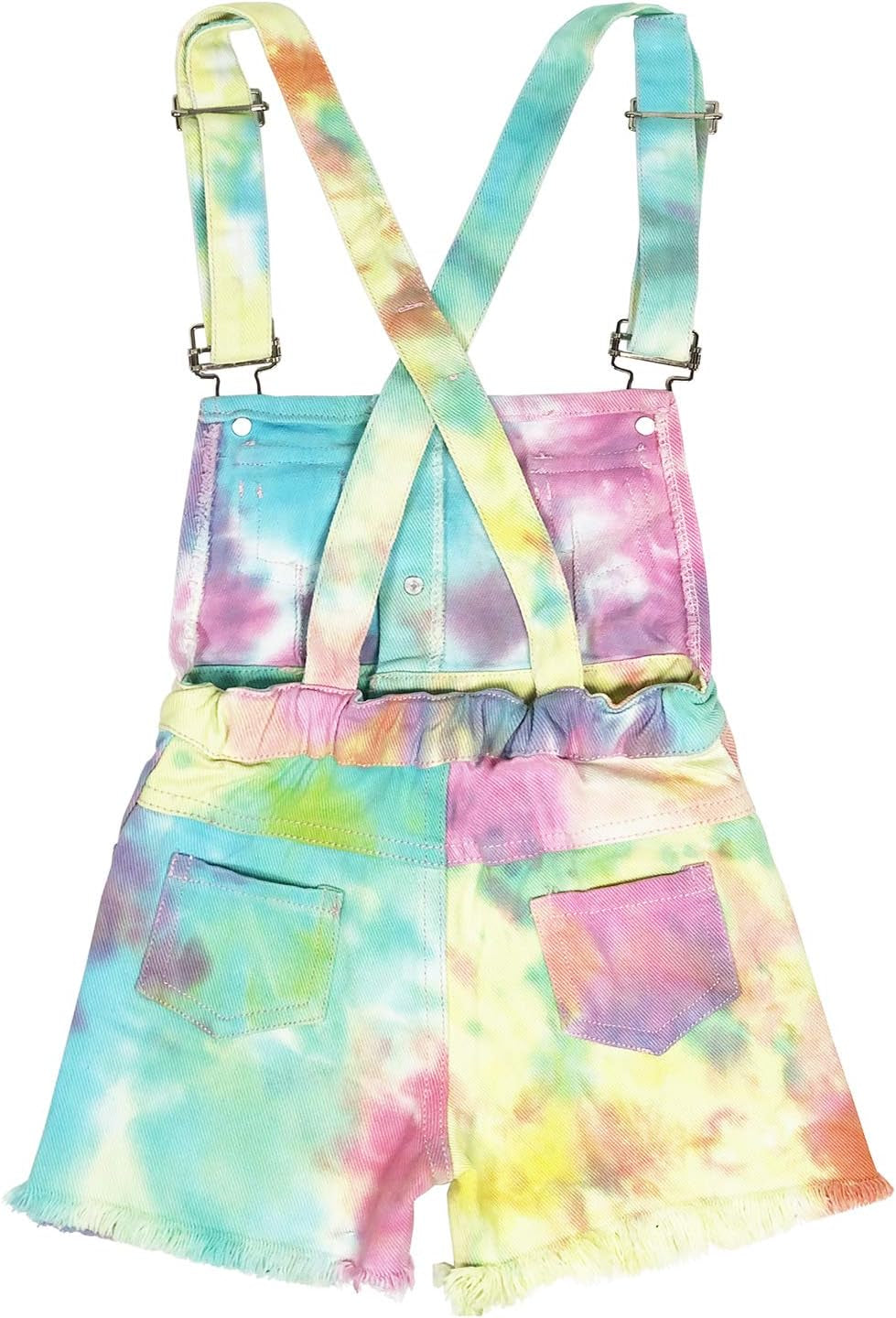 3-11T Little&Big Kids Girls Jumpsuit&Rompers Bib Overalls Colorful Tie-Dye Shortalls Suspender Shorts Jeans Pants…