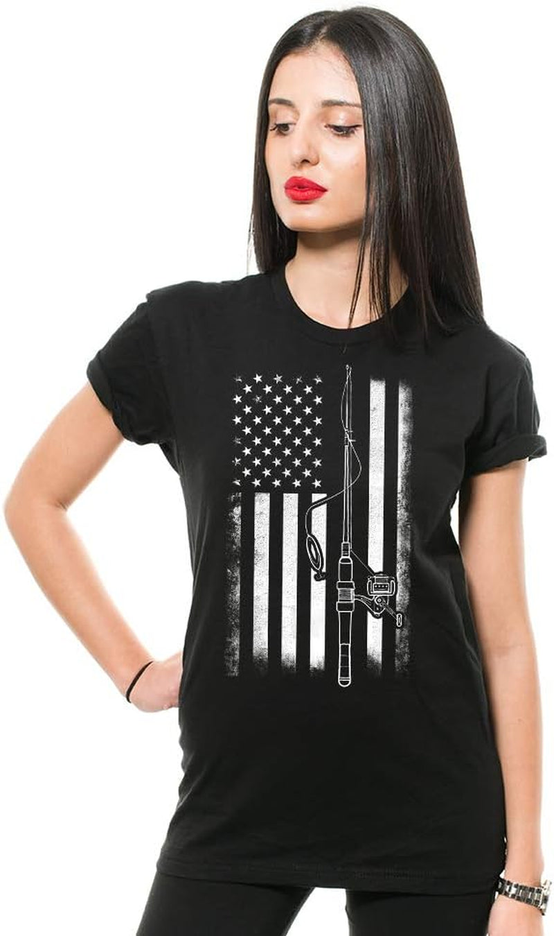 American Flag Fishing T-Shirt, Funny Mens Fishing Shirts, Mens Graphic T-Shirts