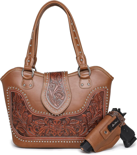 Western Tote Bag for Women Tooled Shoulder Bag Ladies Purses and Handbags