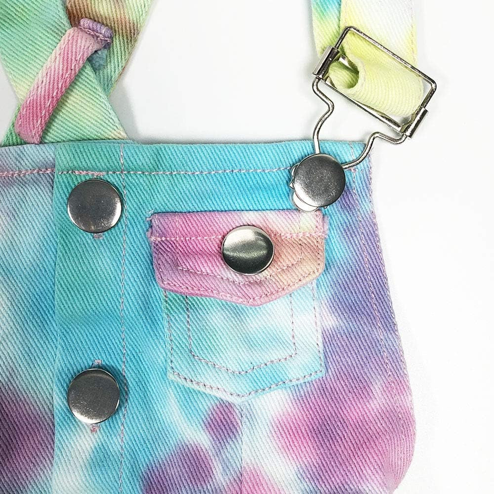 3-11T Little&Big Kids Girls Jumpsuit&Rompers Bib Overalls Colorful Tie-Dye Shortalls Suspender Shorts Jeans Pants…