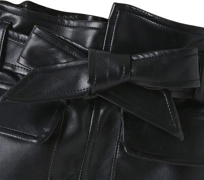 Toddler Girls Irregular Skirts PU Leather A-Line Short Mini Skirts with Belt Autumn Winter Outfits Clothes