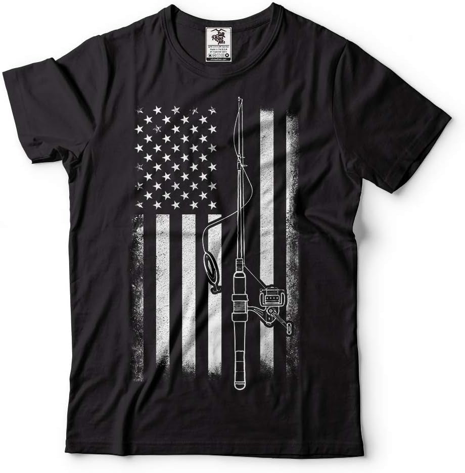 American Flag Fishing T-Shirt, Funny Mens Fishing Shirts, Mens Graphic T-Shirts