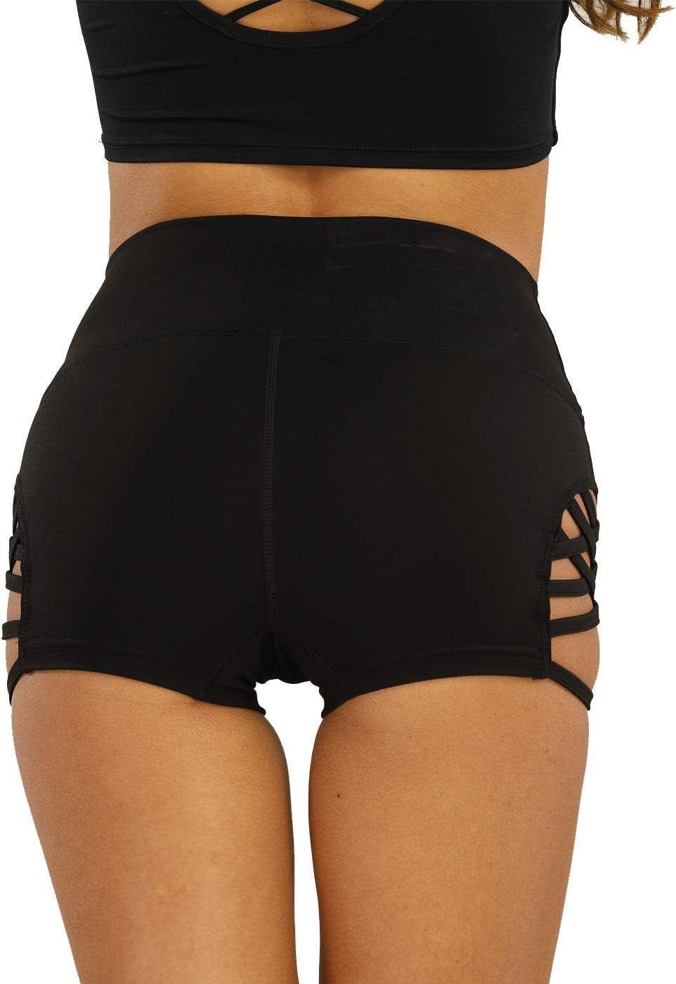Women'S Workout Athletic High Waisted Butt Lifting Bandage Sports Gym Yoga Booty Shorts