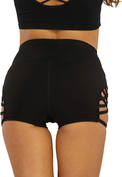 Women'S Workout Athletic High Waisted Butt Lifting Bandage Sports Gym Yoga Booty Shorts