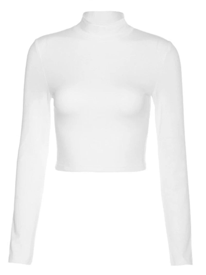Womon Cotton Hollow Out Sexy Tshirt Bandage Backless Long Sleeve Tops Harajuku Slim Bodycon Streetwear Knitted Tees