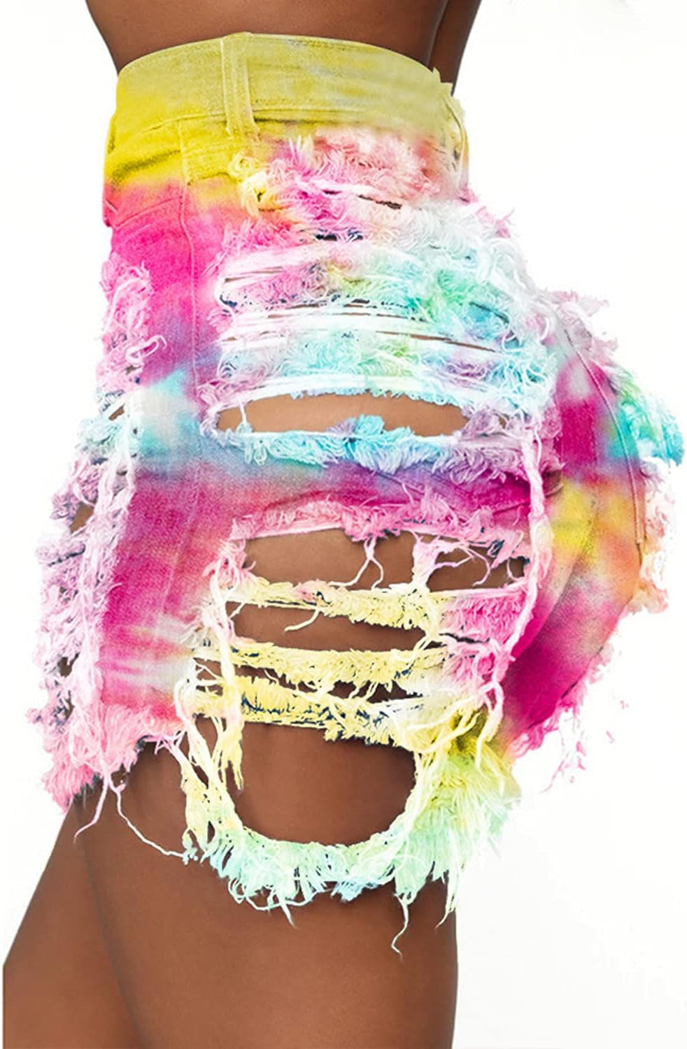 Women'S Sexy Denim Ripped Shorts Summer Cutoff Curvy Tie Dye Jeans