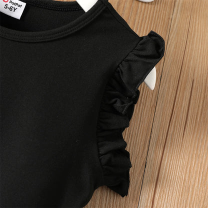 Girls Flutter Sleeve T-Shirt Love Heart Belted Shorts 2 Pieces Summer Outfit Set Sizes 5-12
