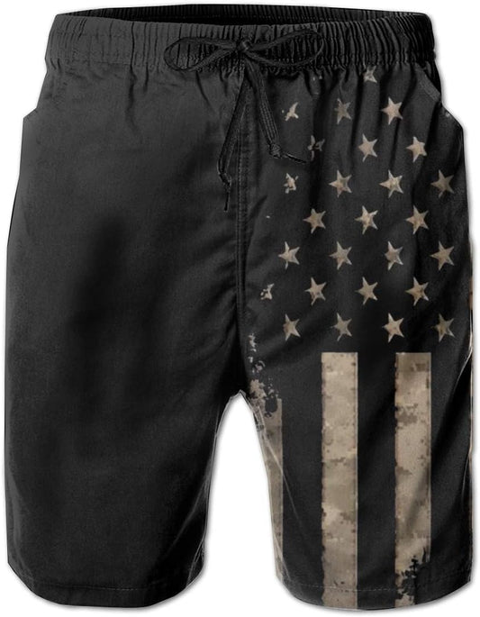 Mens Swim Trunks American Flag Bathing Suit Swimming Shorts Quick Dry Board Shorts Swimsuits with Pockets Mesh Lining